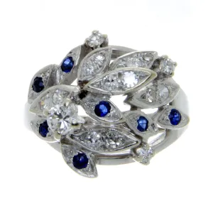 1950s Sapphire & Diamond Floral Cocktail Ring