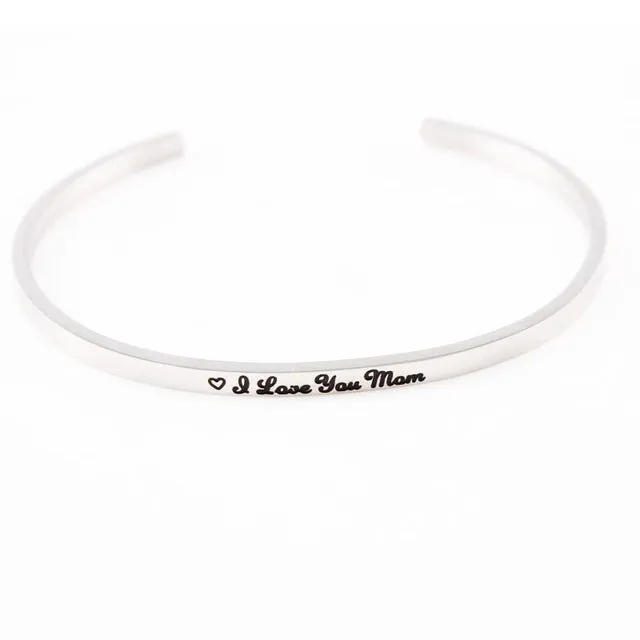 2017 New Stainless Steel Engraved Positive Inspirational Quote Hand Stamped Cuff Mantra Bracelet Bangle For Women Best Gifts