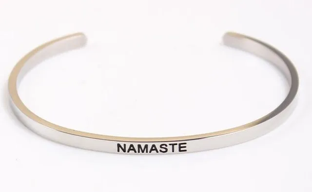 2017 New Stainless Steel Engraved Positive Inspirational Quote Hand Stamped Cuff Mantra Bracelet Bangle For Women Best Gifts