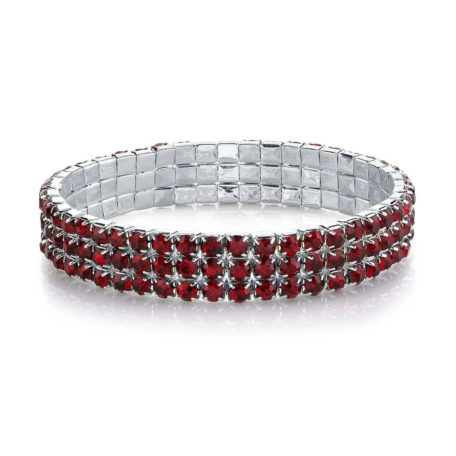 2028 Jewelry 3-Row Rhinestone Stretch Bracelet