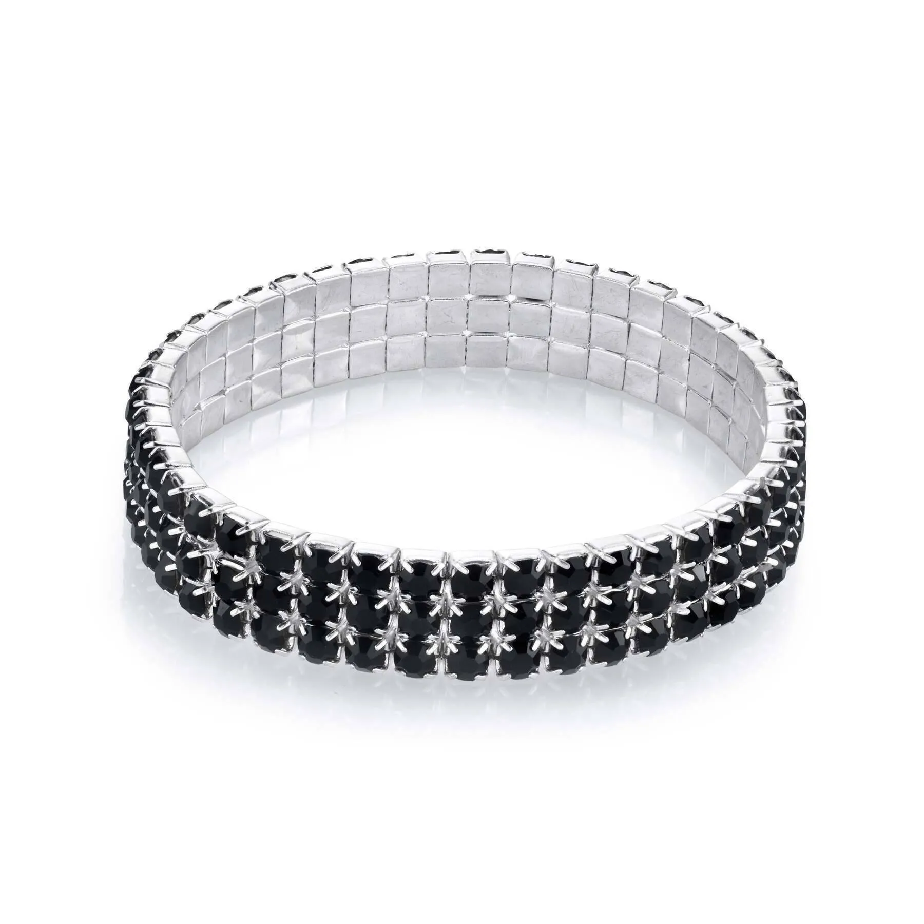 2028 Jewelry 3-Row Rhinestone Stretch Bracelet