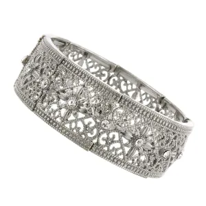 2028 Jewelry Ornate Filigree Crystal Stretch Bracelet