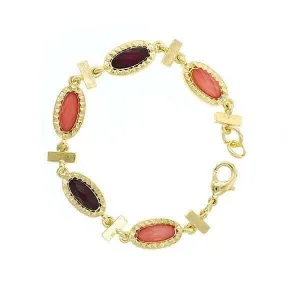 2028 Jewelry Raspberry & Peach Stone Chain Bracelet