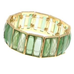 2028 Jewelry Semi Transparent Baguette Shape Stone Stretch Bracelet