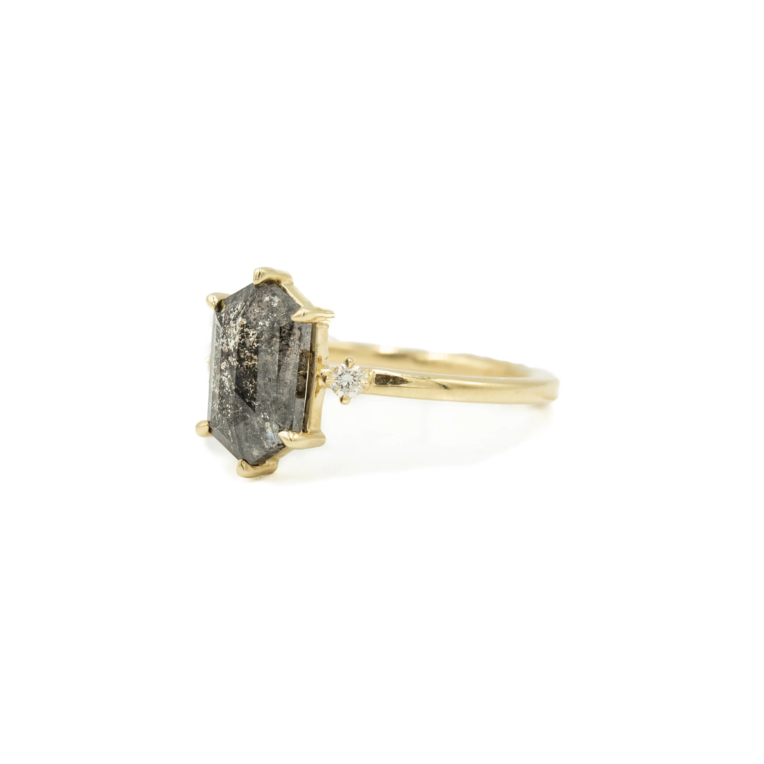 2.18ct Hex-Shaped "Ellie" Salt & Pepper Diamond Ring