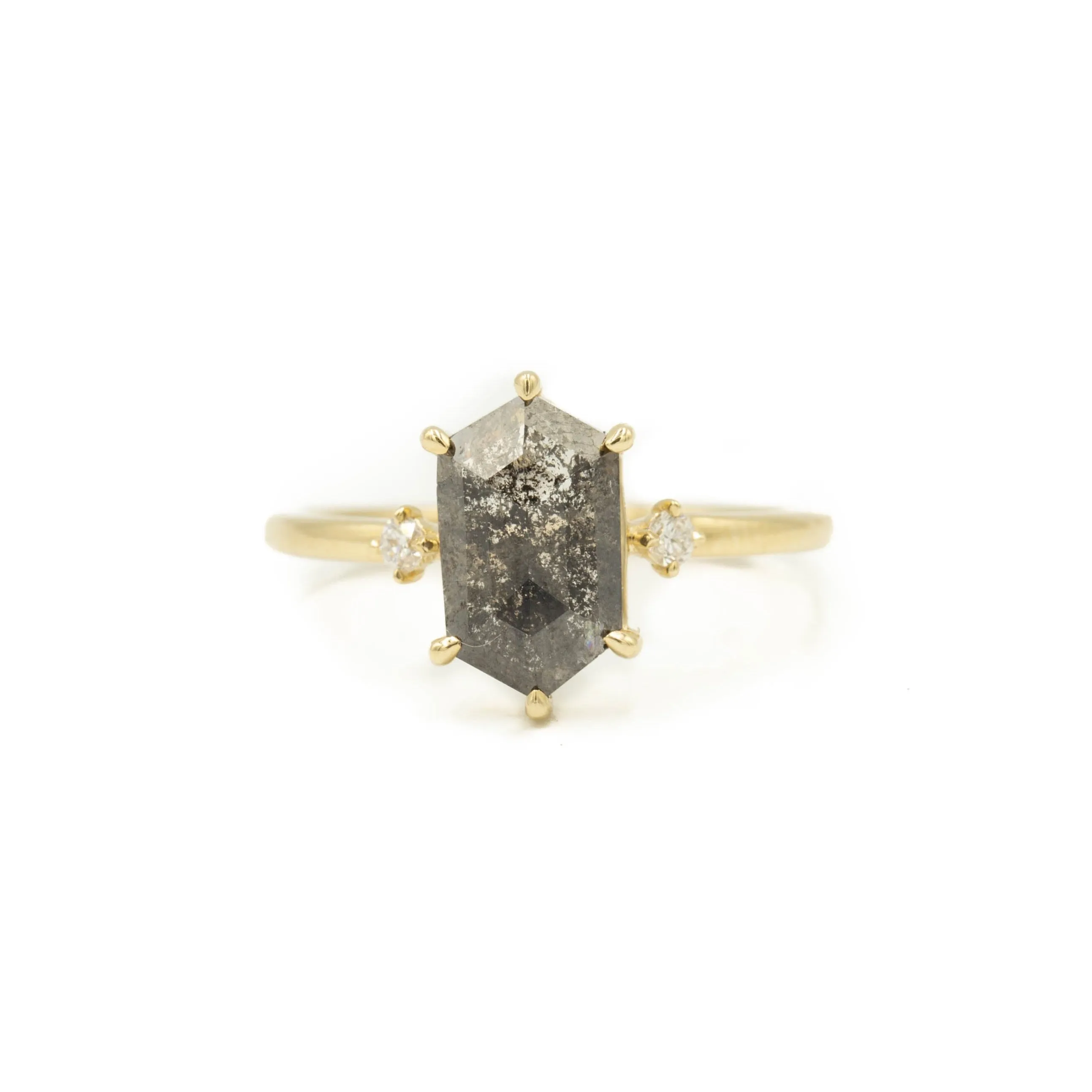 2.18ct Hex-Shaped "Ellie" Salt & Pepper Diamond Ring