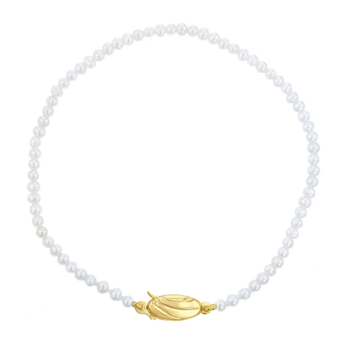 2.5-2.8mm White Round Cultured River Pearl Bracelet | 9K Yellow Gold