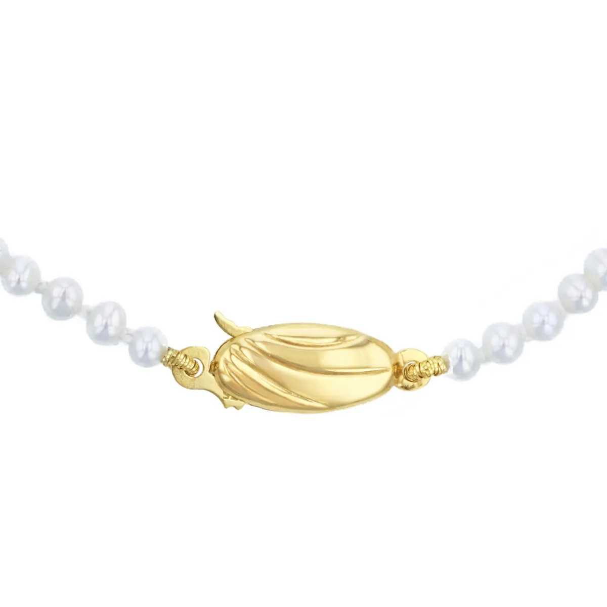 2.5-2.8mm White Round Cultured River Pearl Bracelet | 9K Yellow Gold