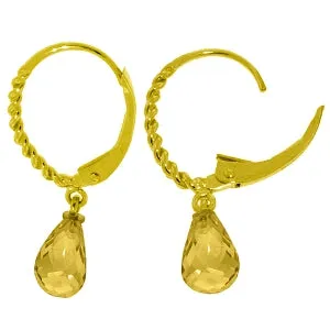 3 Carat 14K Solid Yellow Gold Athena Citrine Earrings