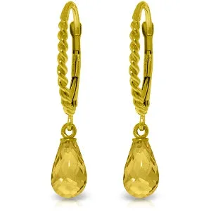 3 Carat 14K Solid Yellow Gold Athena Citrine Earrings