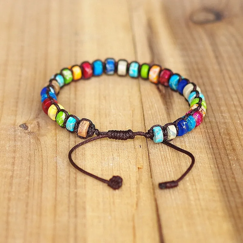 6*4mm Beads 7 Chakra Bracelet DIY Handmade Woven Bracelet Natural Stone Boho Yoga Charm Bangle Women Fashion Jewelry Gifts