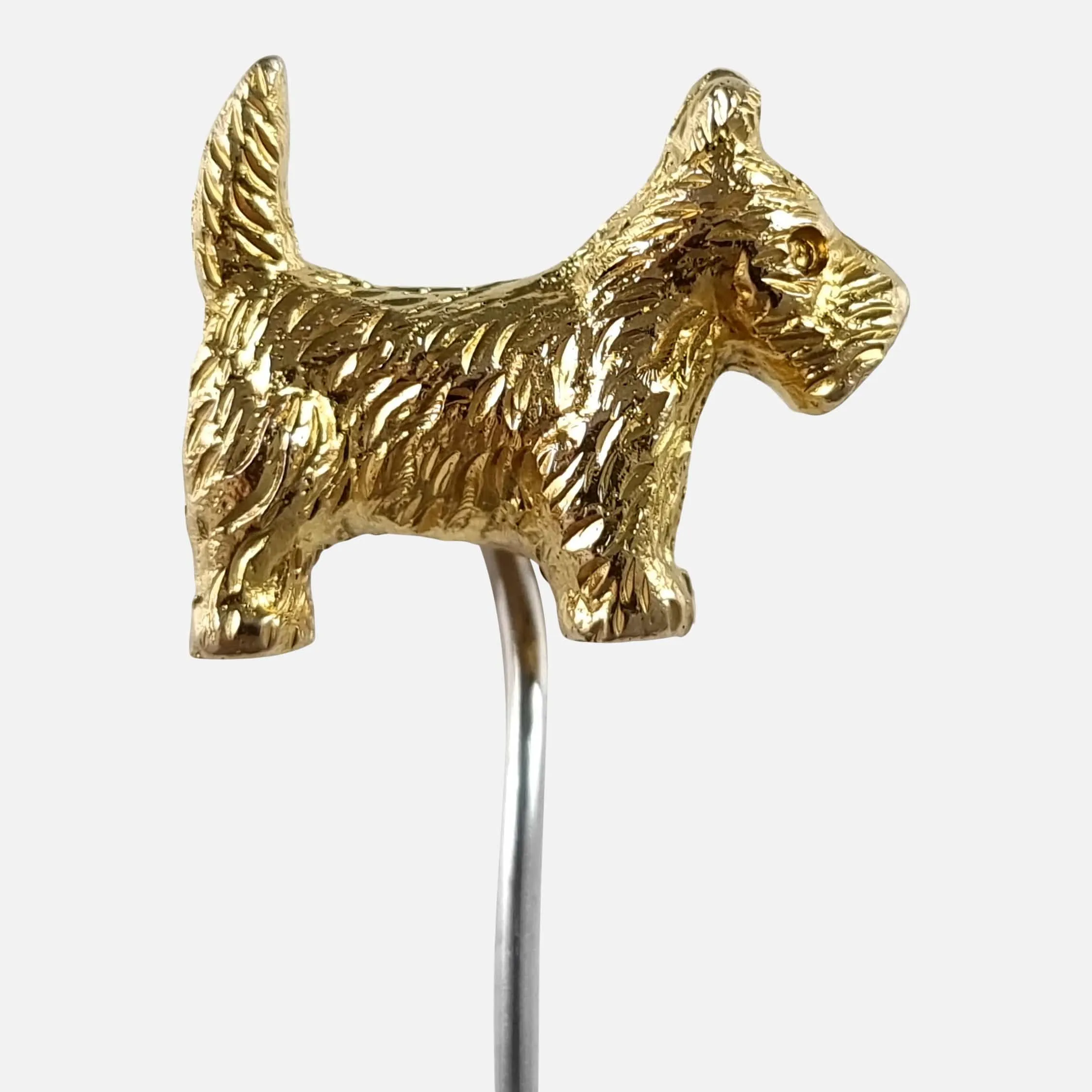 9ct Gold Terrier Dog Stick Pin - Cropp & Farr - 6.9 grams