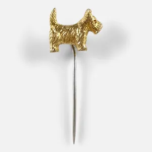 9ct Gold Terrier Dog Stick Pin - Cropp & Farr - 6.9 grams