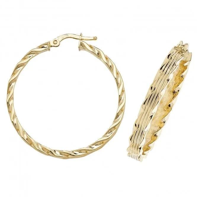 9ct Yellow Gold 35mm Hoop Earrings ER995