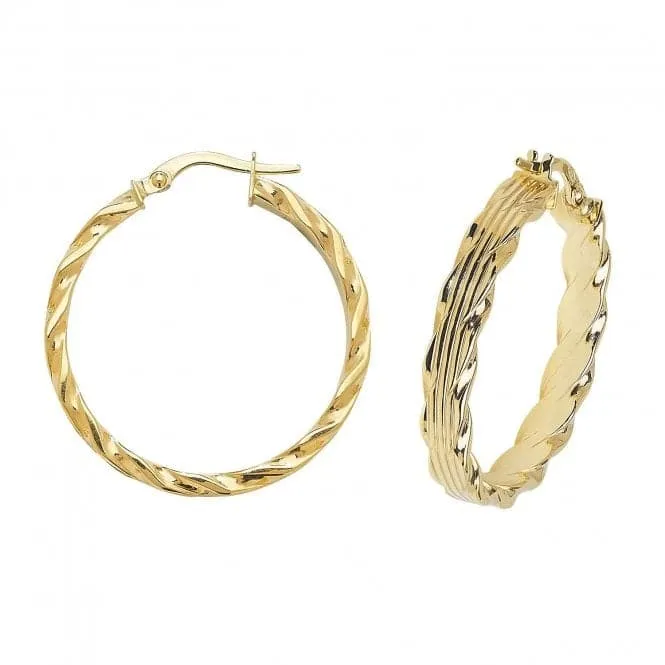 9ct Yellow Gold 35mm Hoop Earrings ER995