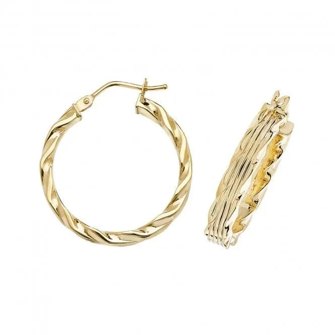 9ct Yellow Gold 35mm Hoop Earrings ER995