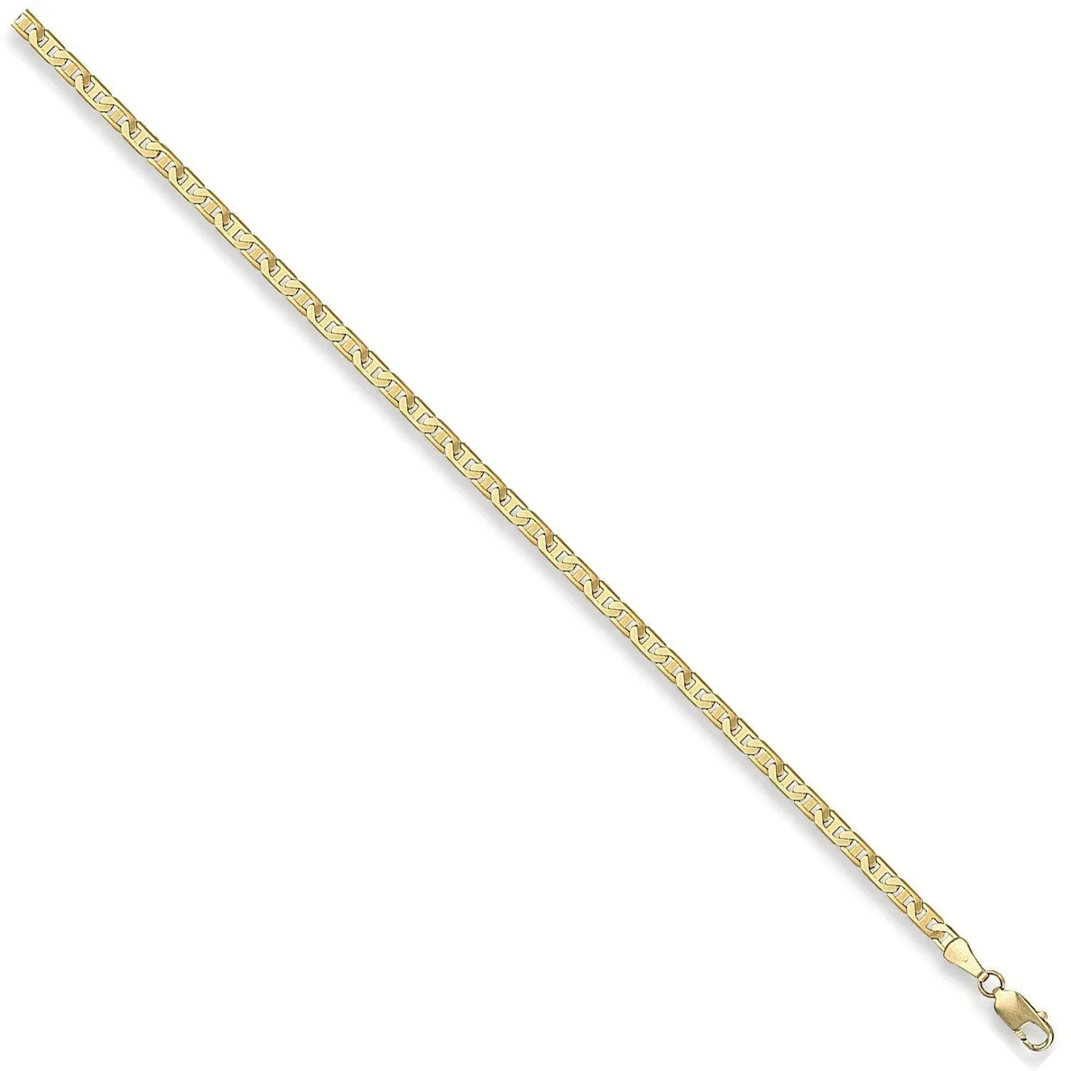 9ct Yellow Gold 3mm 7 Inch Flat Anchor Bracelet 2.4g