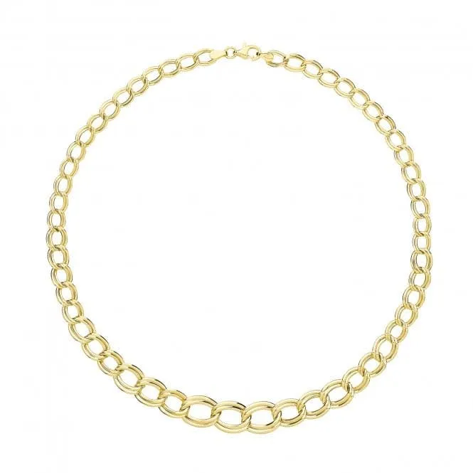 9ct Yellow Gold Oval Open Double Link Necklet NK404