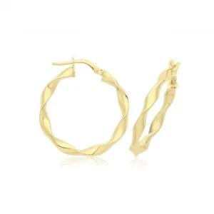 9ct Yellow Gold Oval Twist Hoop Earrings ER1211