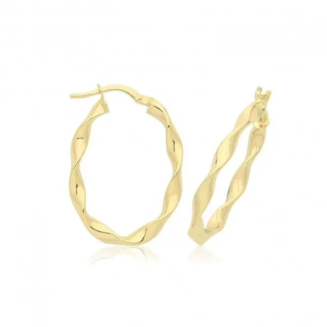 9ct Yellow Gold Oval Twist Hoop Earrings ER1211