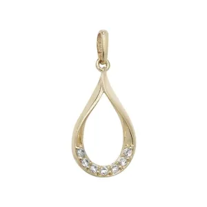 9ct Yellow Gold Teardrop Shaped Zirconia Pendant PN1012