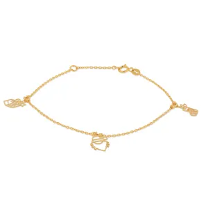 9ct Yellow Gold Three Christmas Charm Bracelet