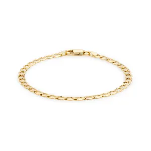 9K Yellow Gold 100 Flat Curb Chain Bracelet/ 7'