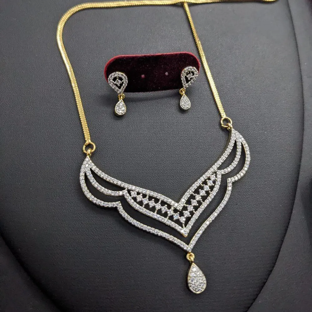 Aamrapali Gold  Plated American Diamond Chain Pendant