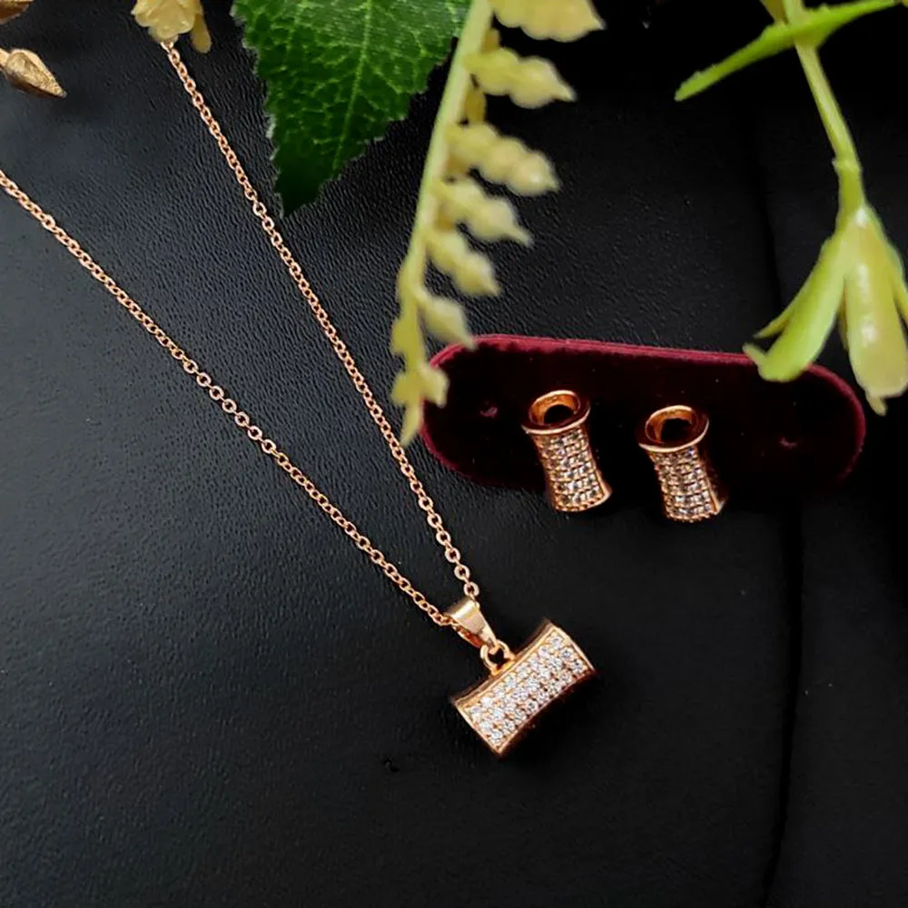 Aamrapali Rose Gold Plated AD Pendant Set