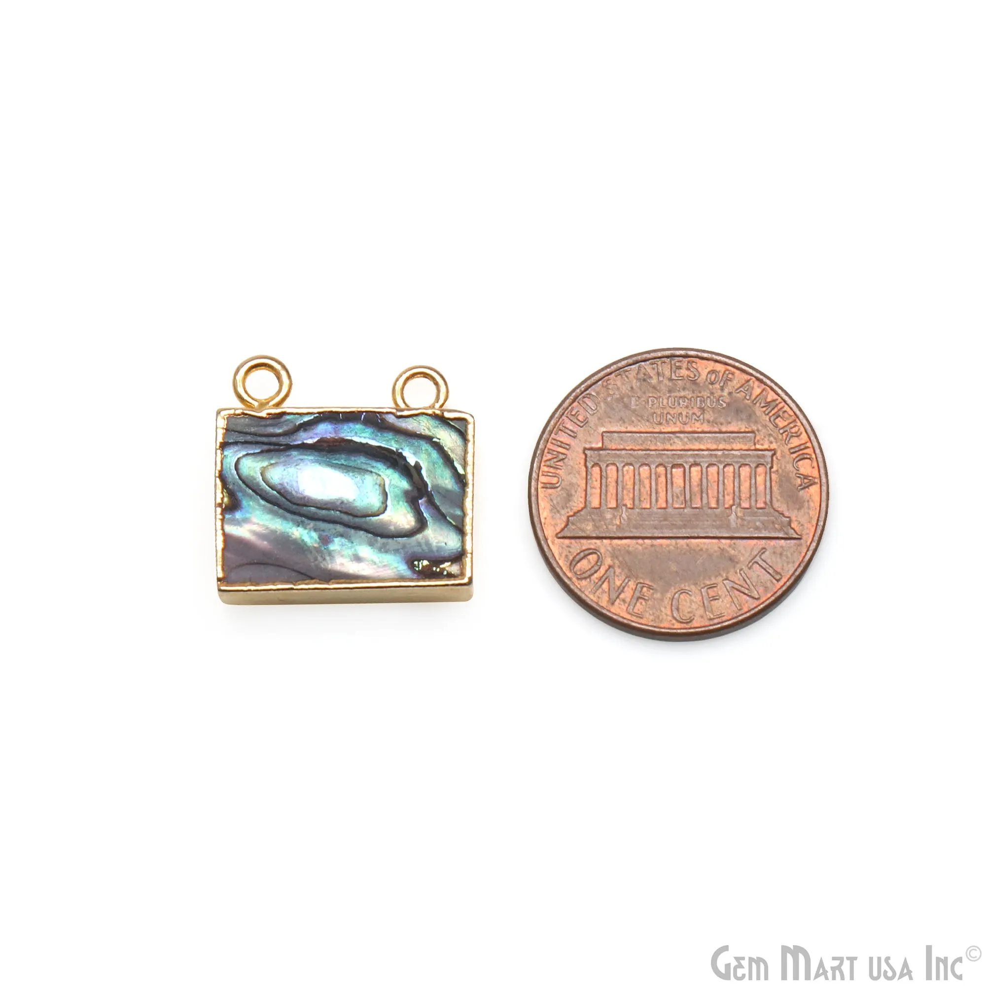 Abalone Shell 12x16mm Octagon Cat Bail Gold Electroplated Connector