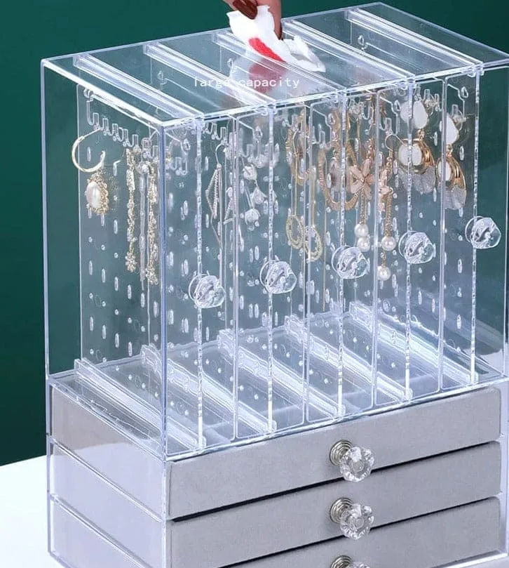 Acrylic Display Jewellery Stand With Drawers, High-End Exquisite Jewellery Organizer