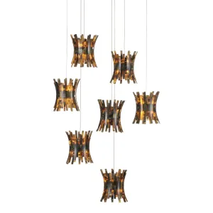 Alsop 7-Light Pendant in Brown/Black/Silver