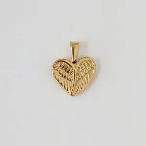 Angel Wing Heart Pendant Gold Plated