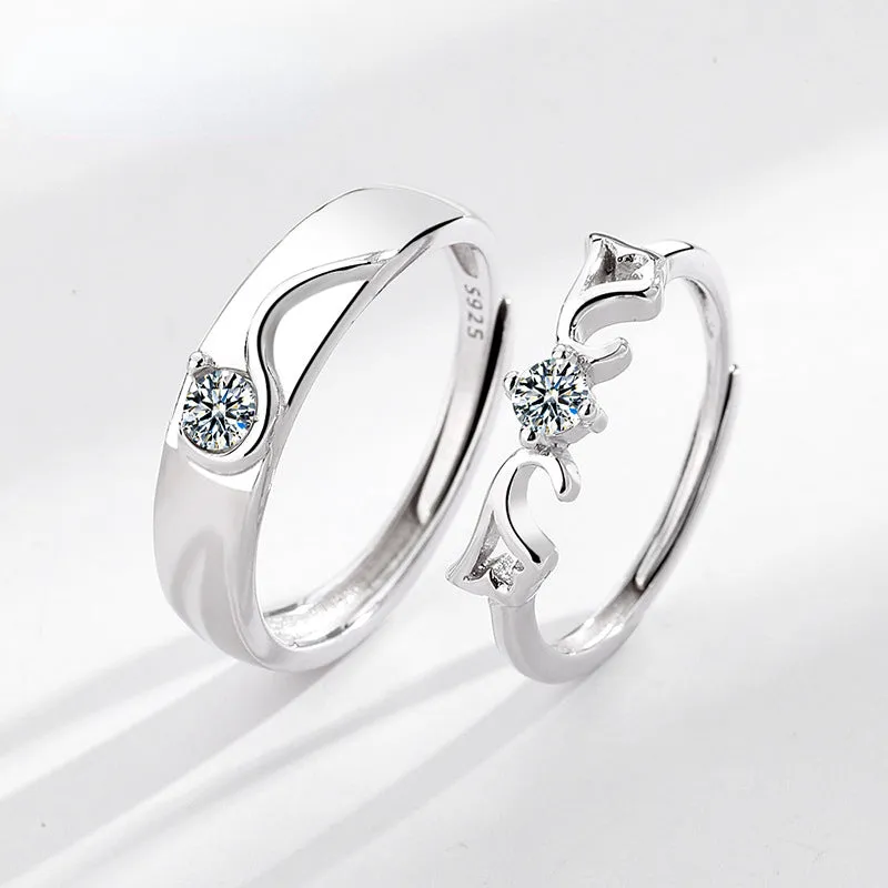 Angel Wings Lovers Promise Rings Set Gift