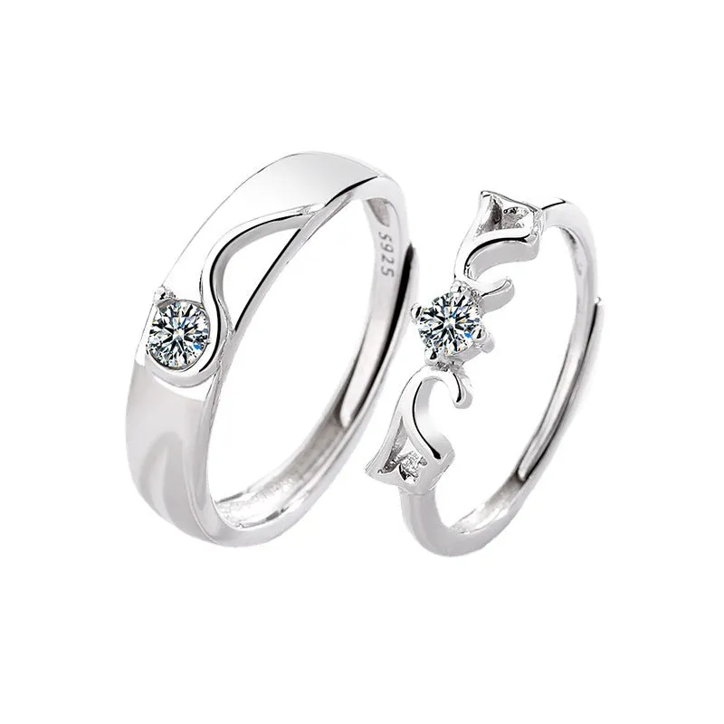 Angel Wings Lovers Promise Rings Set Gift