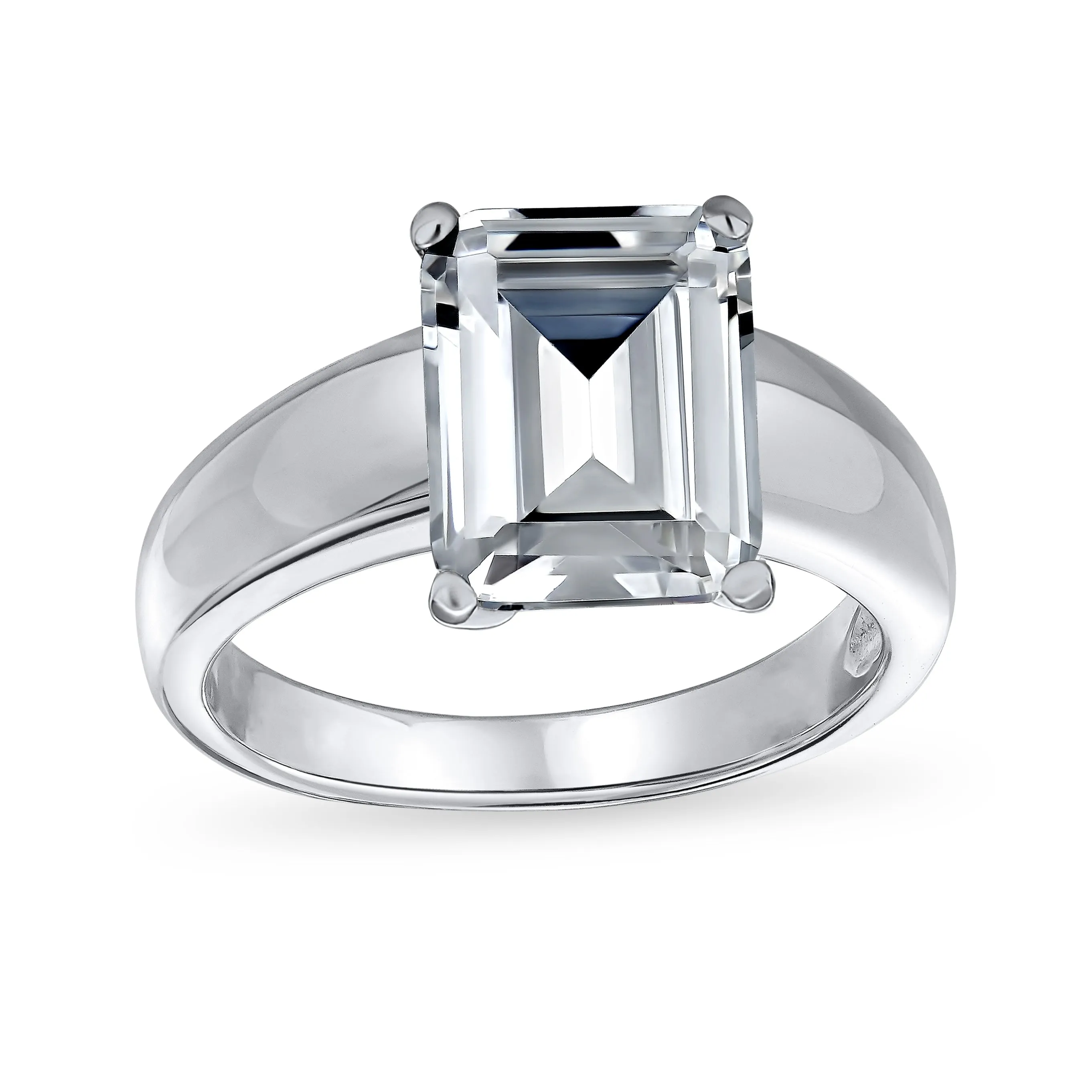 Art Deco 3CT AAA CZ Radiant Emerald Cut Engagement Ring in Sterling Silver