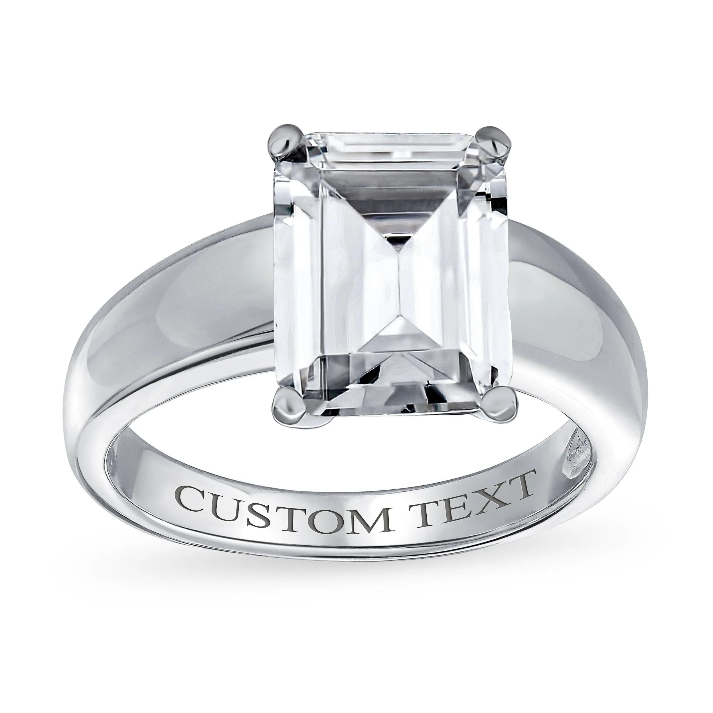 Art Deco 3CT AAA CZ Radiant Emerald Cut Engagement Ring in Sterling Silver