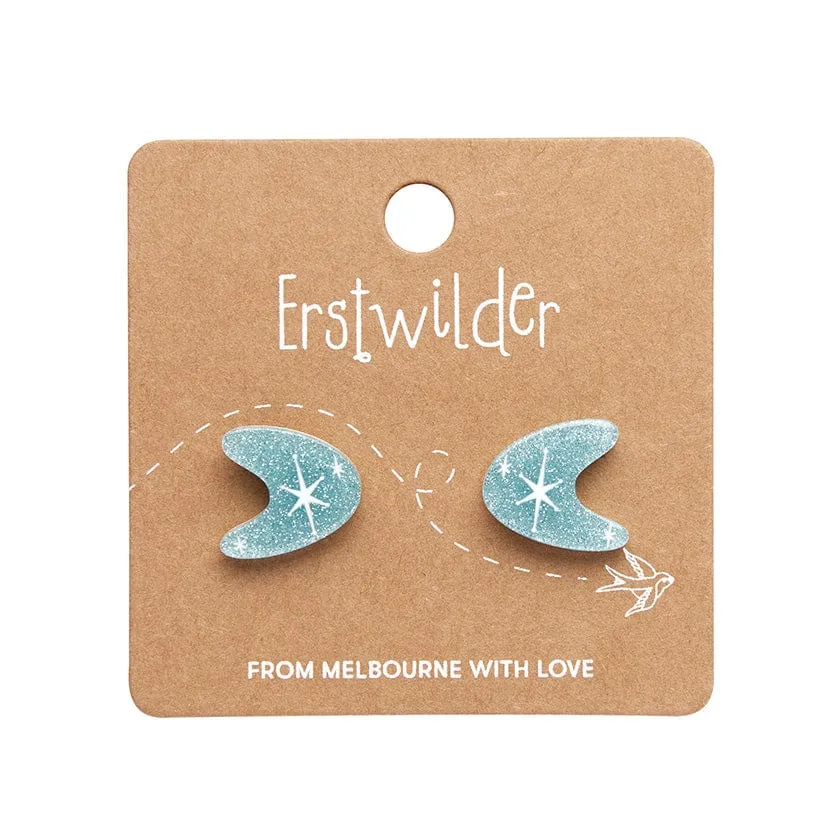 Atomic Boomerang Glitter Stud Earrings - Blue