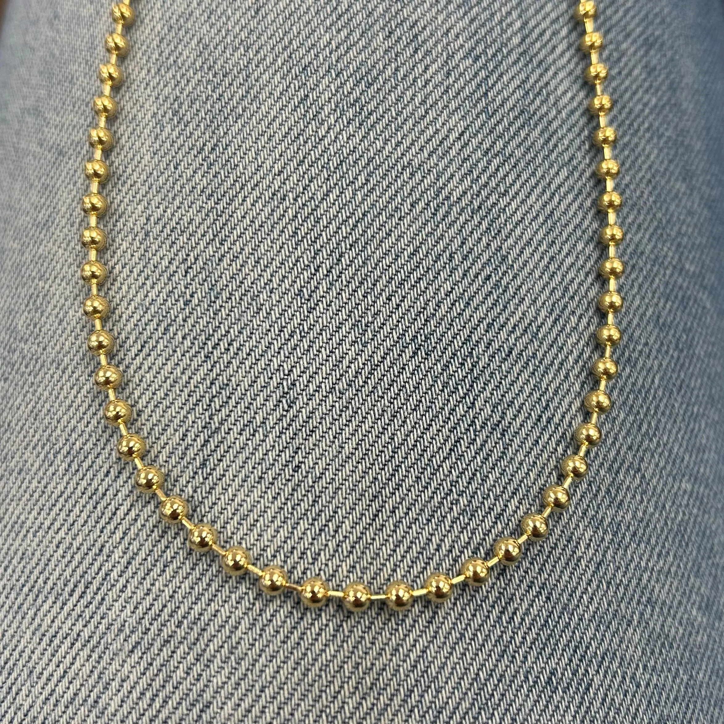 Ball Link Chain Necklace - Gold