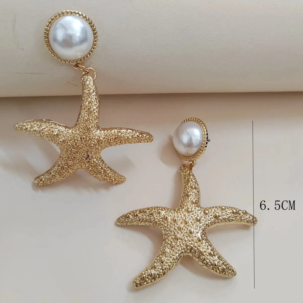 Beach Women Earrings - Golden Elastic Starfish