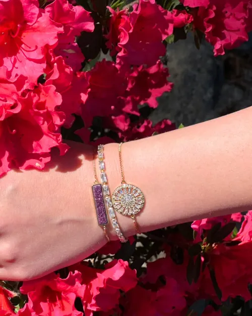 Bethany Druzy Bar Bracelet in Gold