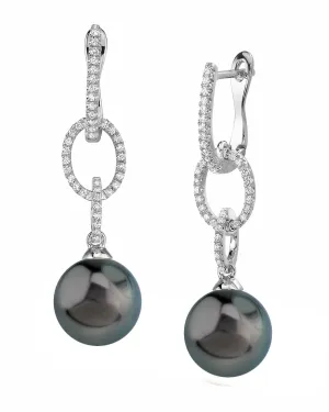 Black Tahitian Pearl & Diamond Cosmopolitan Dangle Earrings