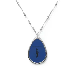 Blessed Oval Necklace - dark blue