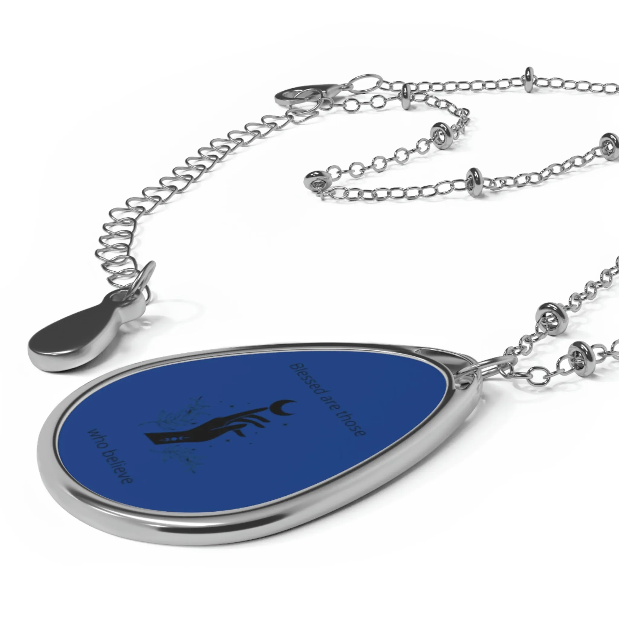 Blessed Oval Necklace - dark blue