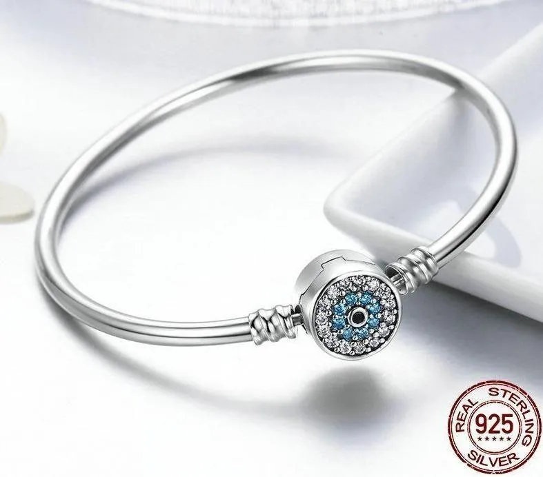 Blue Eyes Clear Heart Bangle & Bracelet Charm Jewelry - SCB012