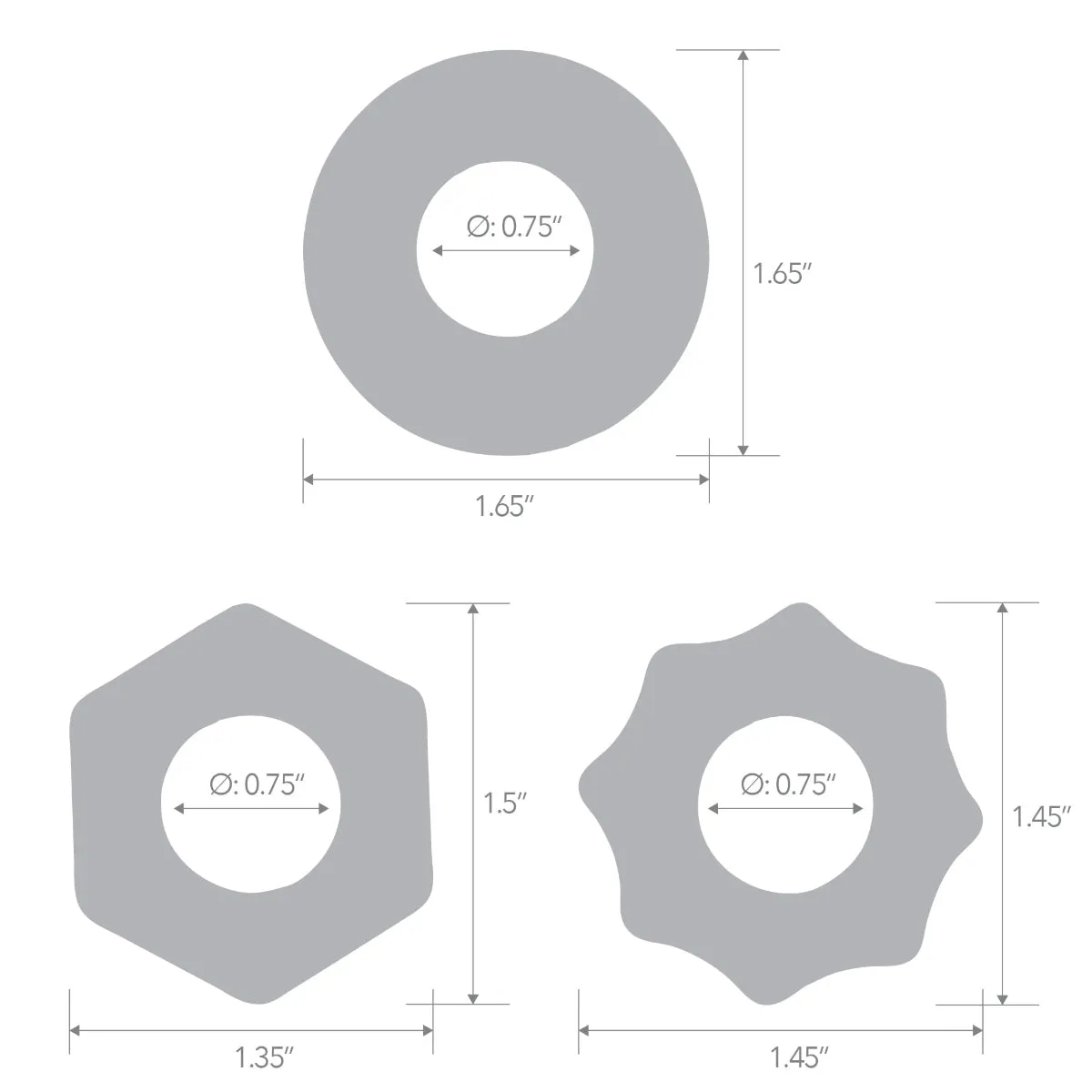 Blue Line Nuts & Bolts Stretch Cock Ring Set 3 Pack Blue