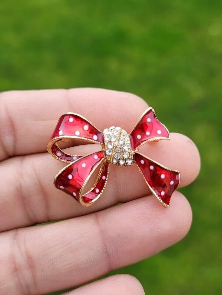 Bow flower brooch celebrity valentines day pin vintage look queen broach s18 new