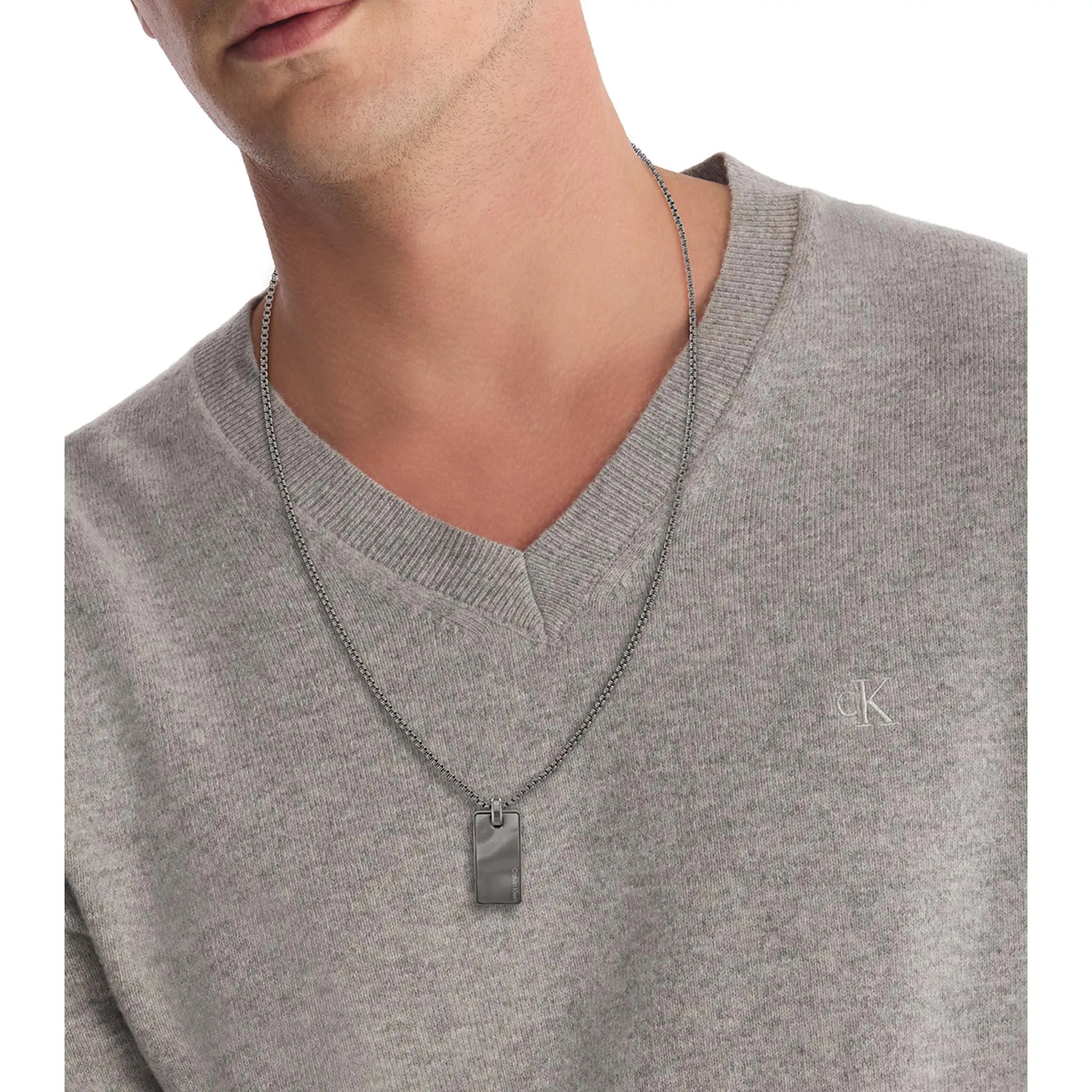 Calvin Klein Jewellery Grey Steel Men's Pendant Necklace - 35100032