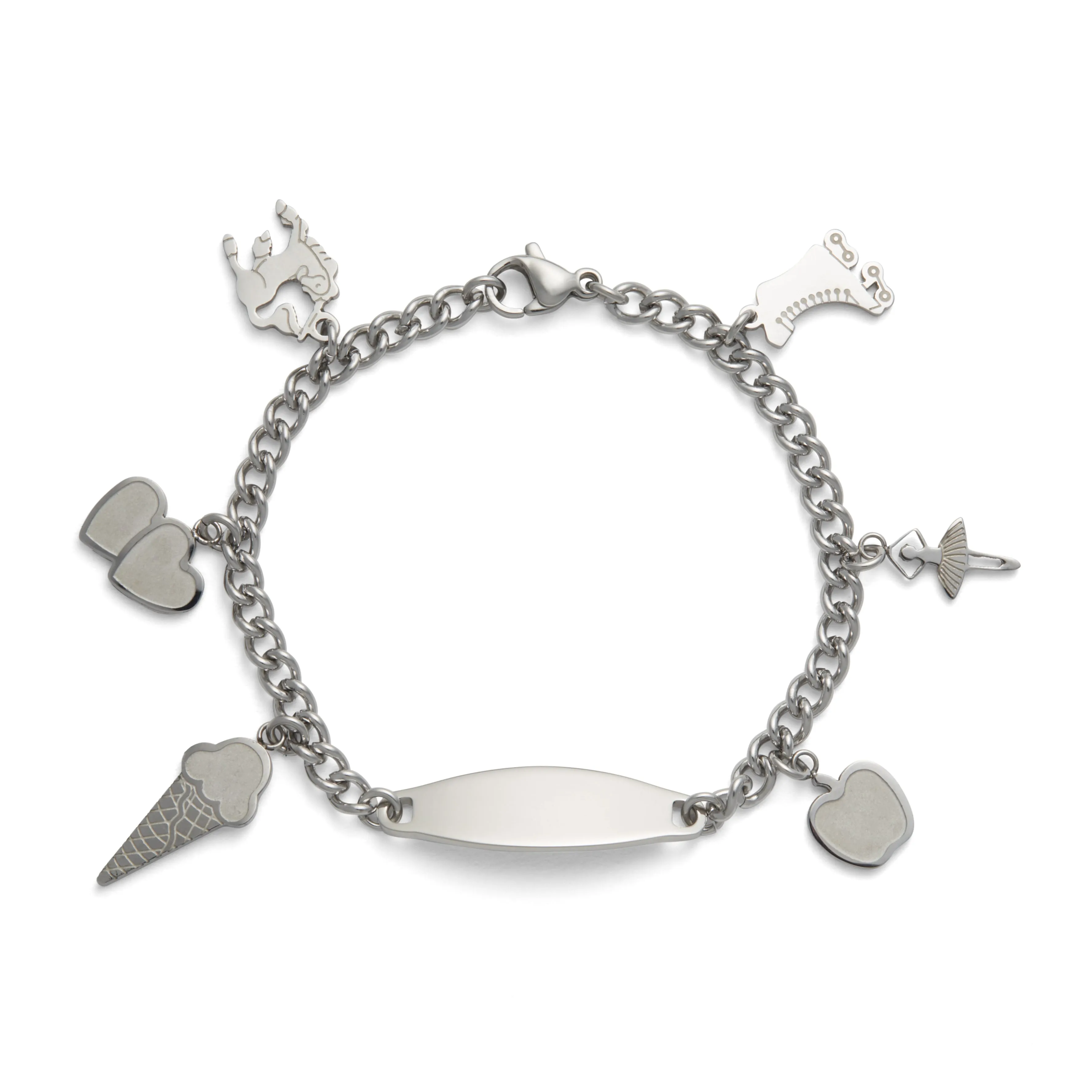 Children’s ID Bracelet with Plaque and Girl's Charms