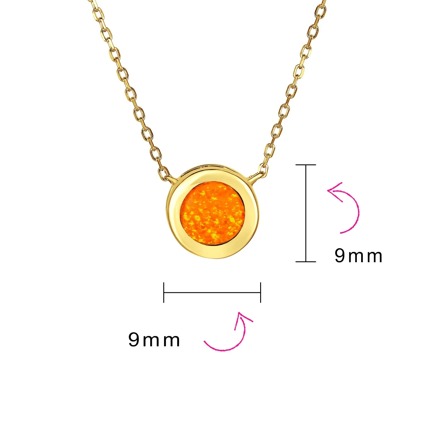 Classic 1CT Solitaire Bezel Set Opal Pendant Necklace 14K Gold Plated Silver